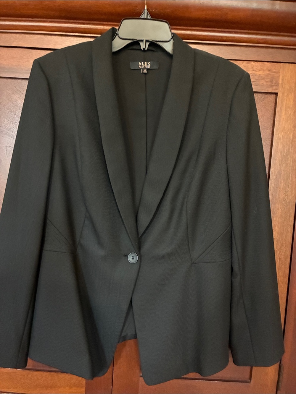 Alex Marie Black Single-Button Shawl Collar Blazer